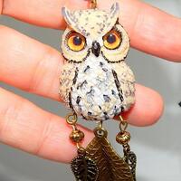 Owl Pendant necklace Handmade Polymer Clay