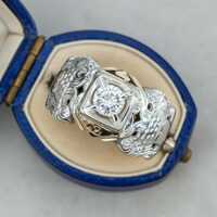 Art Deco Owl Ring, Vintage Style Owl Inspired Ring, Solitaire Round CZ Stone Animal Jewelry, Antique