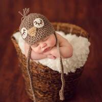 Newborn baby knit hat Birdie owl beanie Newborn baby photo prop Forestcore woodland baby shower gift
