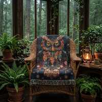 Cozy Celestial Owl Woven Blanket | Whimsical Woodland Throw