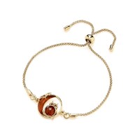 Sterling Silver Bracelet: Gold-Plated Owl and Moon - Baltic Amber Accent