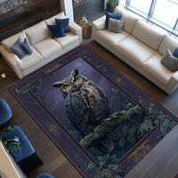 Gothic Owl Rug – Dark Academia Celestial Night Bird Carpet