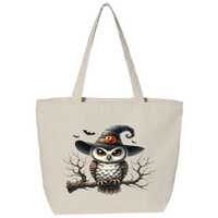Halloween Transfer, tote bag with owl graphic in hat, Gift for Women