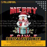 Funny Christmas Owl PNG, Merry F-Caw-F Design, Cute Owl in Santa Hat PNG, Sarcastic Xmas Quote Digit