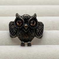 Vtg Handcrafted Owl Ring