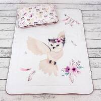 Boho Owls Baby Bedding Set – Cotton & Minky Blanket with Crib Pillow