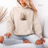 Barn Owl Illustration Hoodie Autumn Foliage, Mushrooms - Cozy Forest Animal Sweatshirt, Nature Lover