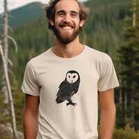Barn Owl T-Shirt, Minimalist Bird Shirt, Nature Gift for Owl Lover, Unisex Casual Tee, Wildlife Gift