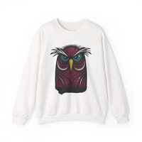 Angry Owl Sweatshirt | Cute Grumpy Owl Pullover | Unique Bird Art Sweater | Forest Animal Gift | Uni