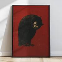 Vintage Owl Painting Retro Dark Academia Wall Art (Digital Download)
