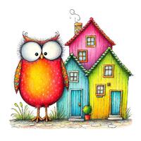 Whimsical Baby Snowy Owl Clipart &ndash; Watercolor Winter Forest Animal PNG Set (Digital Download) 