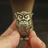 Vintage Brass Owl Statue – Cute Animal Figurine | Desk & Home Decor Gift