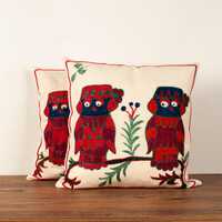 Handmade Suzani Silk Owl Pillow Covers &ndash; Boho Decor Set of 2