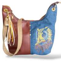 Denim Fall Owl Purse, One of a kind Embroidered Gift, Upcycled Handbag