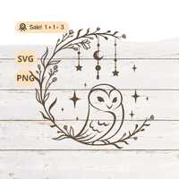 Owl And Wildflowers SVG PNG, Bird SVG, Owl Shirt, Owl Tattoo, Owl png, Nature svg, Feather svg, Wild