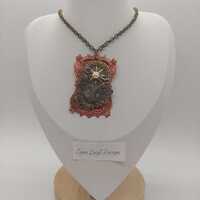 Owl's Journey Necklace   - Owl, Red Necklace, Steampunk