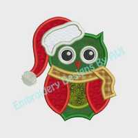 Applique Christmas Owl Bird Machine Embroidery Design (4x4 & 5x7) Multi Formats Included Instant