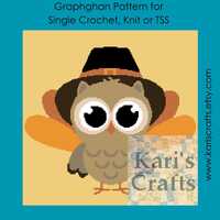 Thanksgiving Owl Afghan Throw Blanket Pattern: Single Crochet, Knit or TSS (Digital Download)