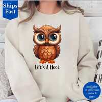 Life&rsquo;s A Hoot Owl Sweatshirt, Cozy Funny Owl Lover Gift, Cute Retro Owl Pullover for Women, Na