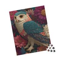 Elegant Owl Puzzle for Adults & Kids, Owl Floral Jigsaw for Family Gift, Colorful Owl Puzzle for