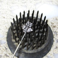 Vintage Sterling Silver Owl Stick Pin Tiny Spread Wing Bird 2 Inch Unmarked