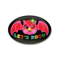 Let's Rock Owl Pin - Cute Retro Owl Button - Kitschy Vintage Owl Lapel Pin - Halloween Bat Wings