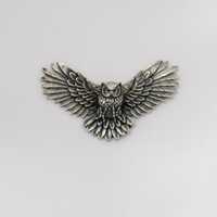 Handmade Pewter Pin Eagle Owl Flying Highly Detailed Brooch Owl Jewelry WiLiJe