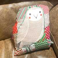 Owl Pocket Cushion: Handmade Patchwork Book Nook Accessory, book lover gift