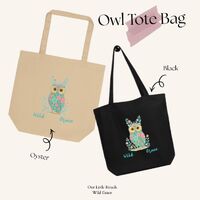 Floral Owl Print Tote Bag – Organic Cotton Shopper