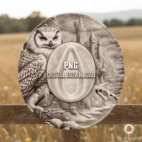 Owl and Castle Hat Engraving Design, Fantasy Laser File (Digital Download)