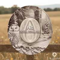 Snowy Owl Hat Engraving Design, Cathedral Castle Scene (Digital Download)