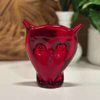 Viking Glass Owl Figurine - Epic Line Ruby Red - 7288 - Paperweight