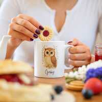 Personalised Owl Mug, Cute Animal Lover Gift, Custom Name Coffee Cup, Woodland Creature Present, Boh