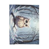 Winter Owl Plush Blanket - Cute Snowy Forest Throw | Cozy Woodland Animal Decor | Whimsical Cottagec