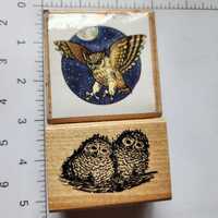 Hoot Suite. 2 vintage Owl Themed rubber stamps. One by Ampersand Press and one by 5 Star Stamps.