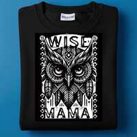 Wise Mama long sleeve sweatshirt | Owl illustration, tribal woodcut crew