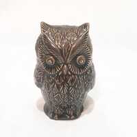 Vintage Owl Brown Detailed Feathers Figurine 3"