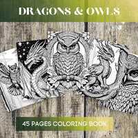 Dragons & Owls Coloring Book for Adults | 45 Fantasy and Mythical Creature Pages | Printable PDF