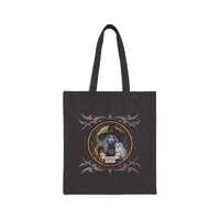 Witchcore Witch and Owl Cotton Canvas Tote  Dark Gothic Edition, Owl Chant Design