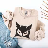 Owl Sweatshirt, Owl Hoodie, Minimalist Owl Shirt, Wise Owl Gift, Aesthetic Animal Sweatshirt, Nature