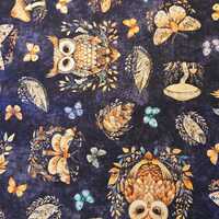Night OWLS Fabric:  Qt Fabrics Quilting Cotton Material Birds and Butterflies Craft!