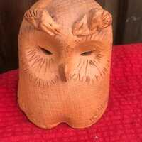 Lithuanian Dainava Clay Owl Figurine Signed One-of-a-kind