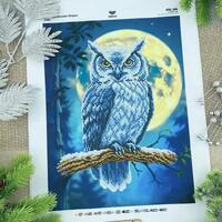 Blue Owl Bead Embroidery Kit – DIY Beading Kit – Art Needlepoint Set – Gift Beaded