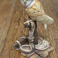vintage Barn Owl on Perch Border Fine Arts Figurine - Ayres
