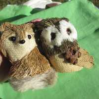 Sissal Straw Fox Owl Figurines TLC