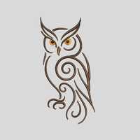 Owl Line Art Embroidery Design | Swirl Pattern (Machine Embroidery File)