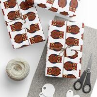 Folk Art Owl Gift Wrap - Festive Holiday Decorative Paper, Nature Lover Present Packaging, Unique Cr