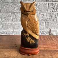 Vintage Buffalo Horn Carved Owl