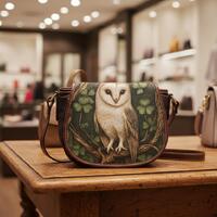 Barn Owl Saddle Bag: Forest Green PU Leather Crossbody