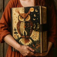 Handmade Owl Leather Grimoire – Vintage Deckle Edge Book of Shadows